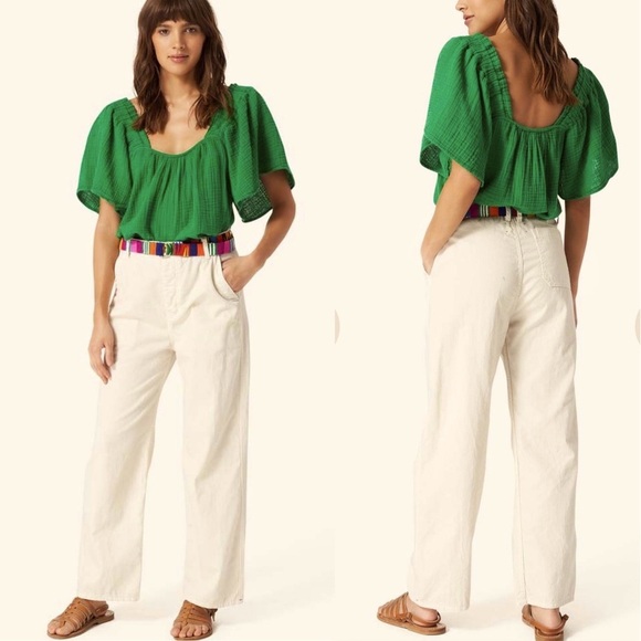 NWOT XiRENA Baylor Twill Khaki Sailor Pants High Waist Straight Leg , XS - Picture 1 of 13